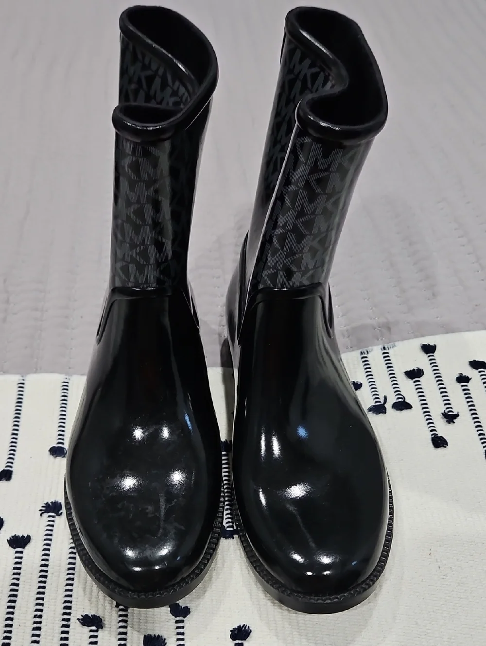 Michael Kors Black Glossy Monogram Rain Boots